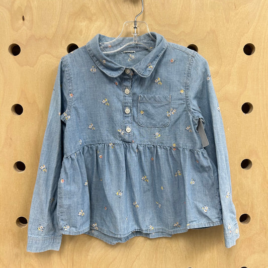 Denim Floral Top