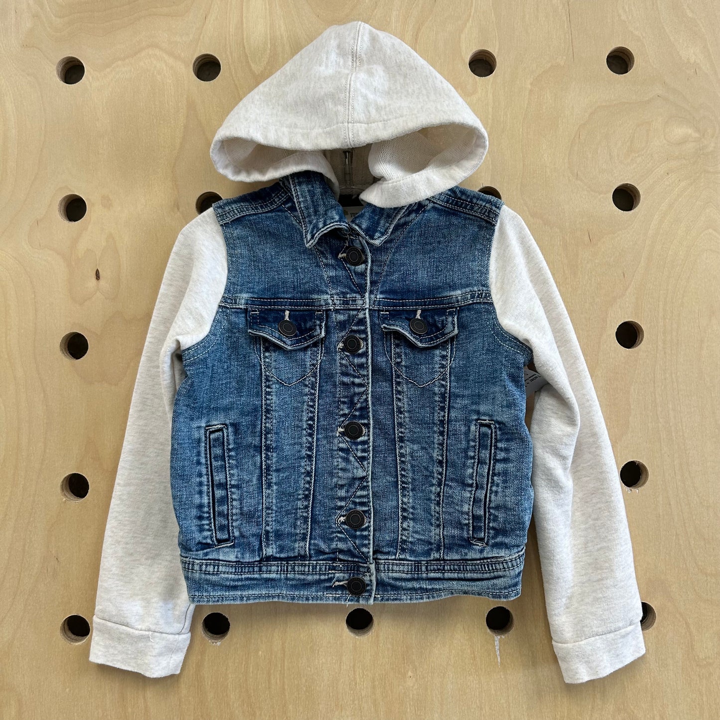 Rainbow Heart Hooded Denim Jacket