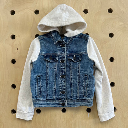Rainbow Heart Hooded Denim Jacket