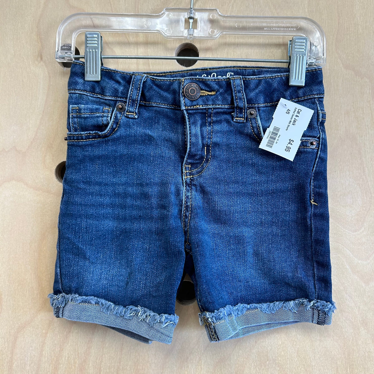 Cuffed Denim Midi Shorts