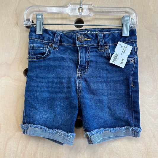 Cuffed Denim Midi Shorts