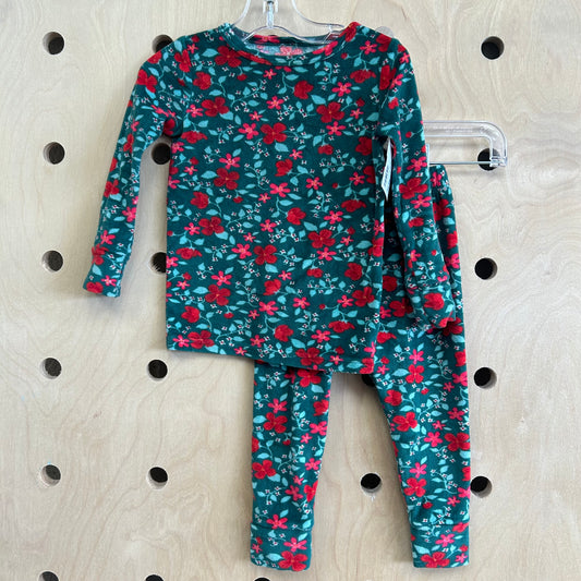 Green Floral Fleece Pajamas