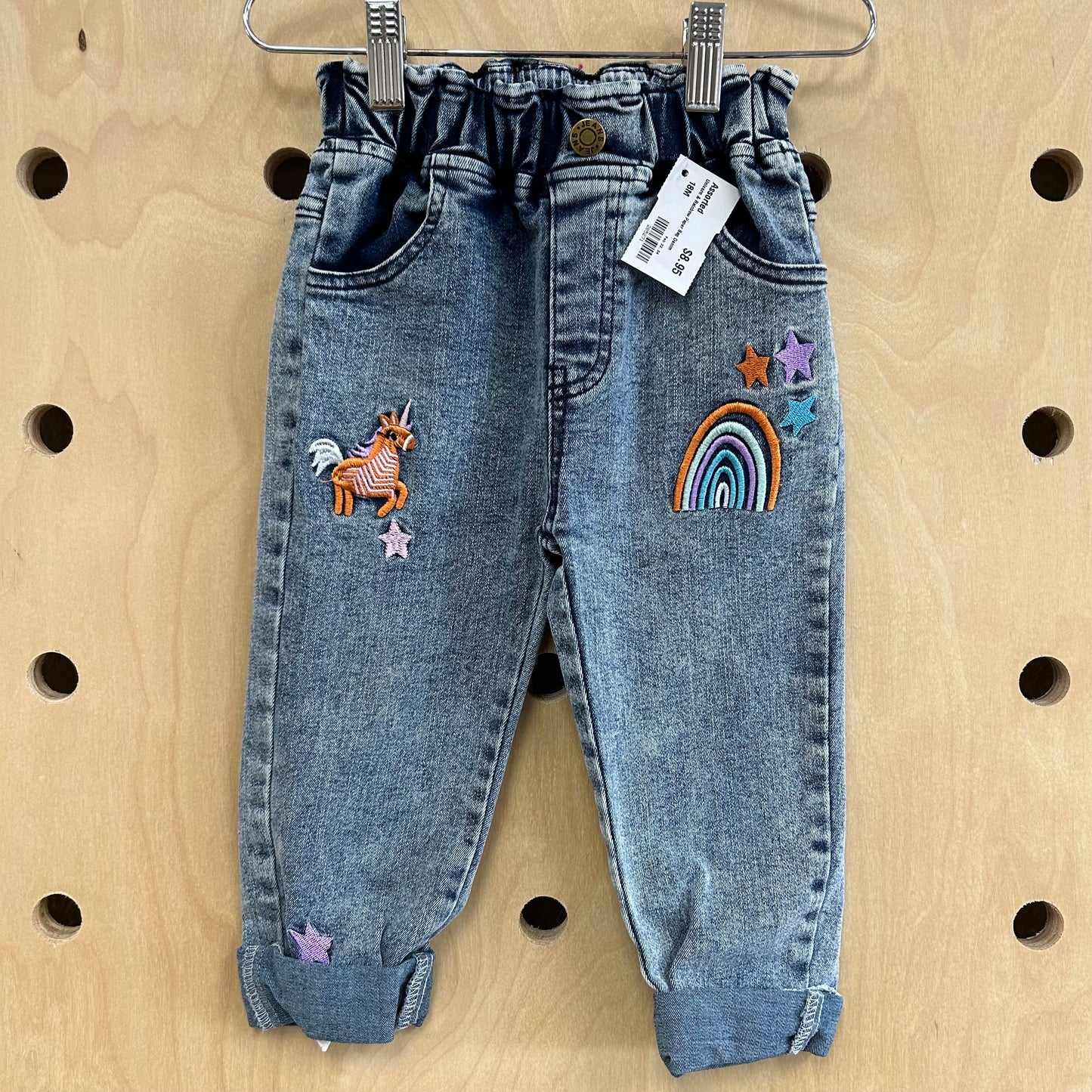 Unicorn & Rainbow Paper Bag Denim
