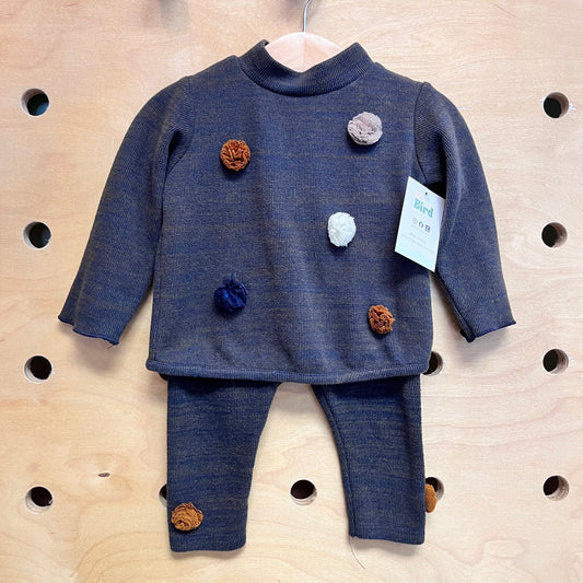 Brown/Blue Pom Poms Outfit