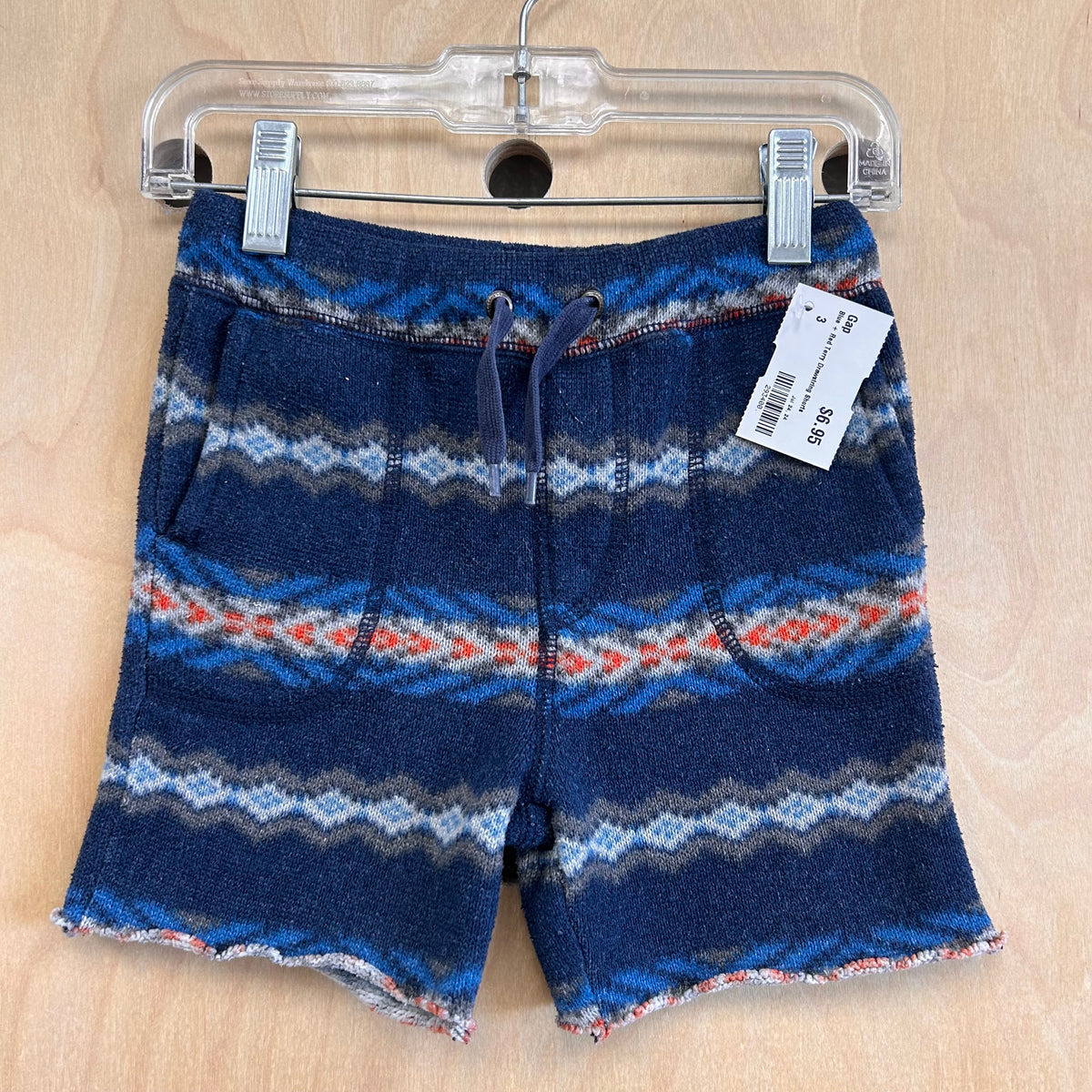 Blue + Red Terry Drawstring Shorts