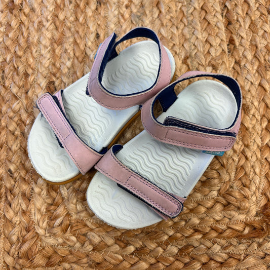 Pink & White Velcro Charley Sandals