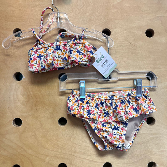 2pc.Cream Floral Swim Suit