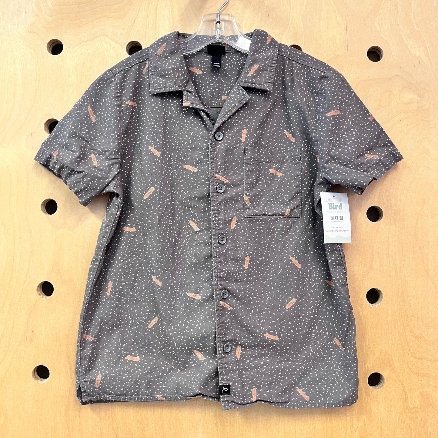 Grey Spotted Skateboard Button Up