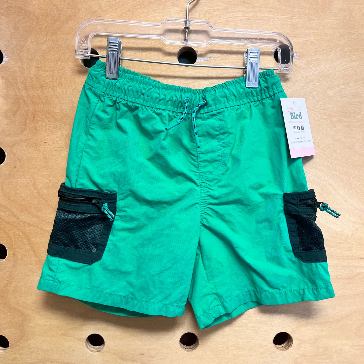 Green/Black Pocket Drawstring Shorts