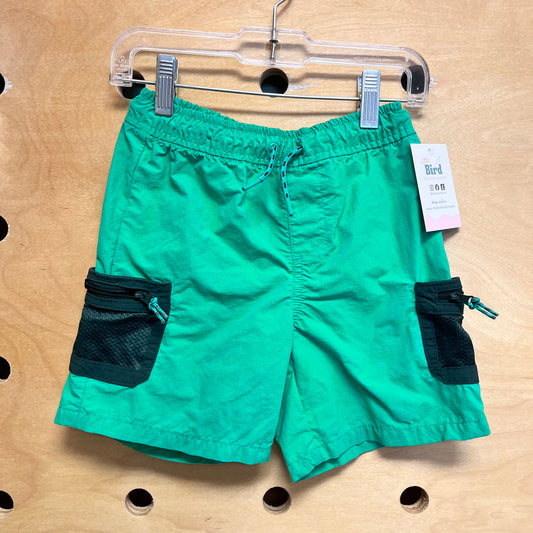 Green/Black Pocket Drawstring Shorts