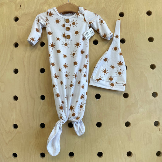 White + Clay Suns Knotted Gown + Hat