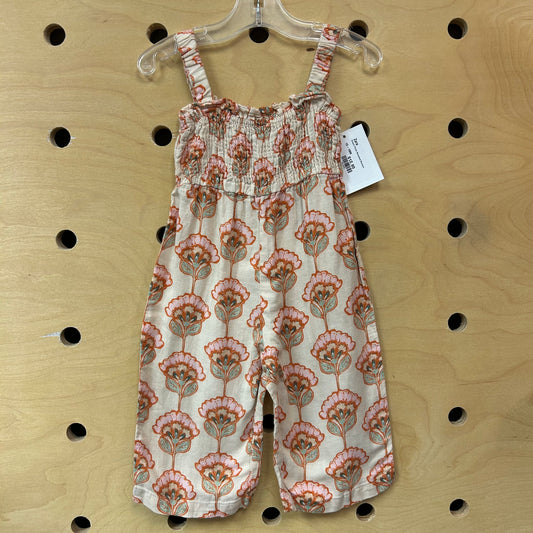 Cream Floral Smocked Romper