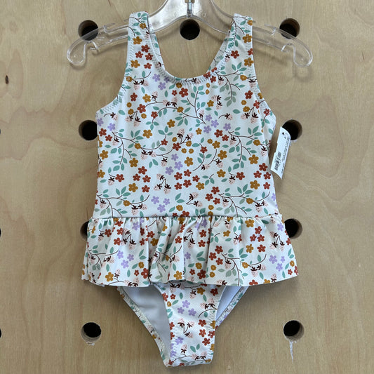 White Floral Strawberry Swimsuit