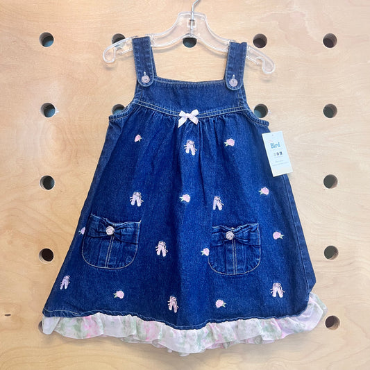 Embroidered Ballet Slippers Denim Dress