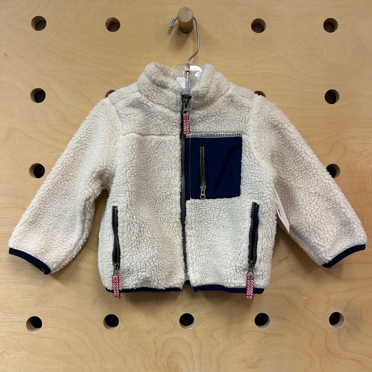Tan/Navy Sherpa Zip Jacket