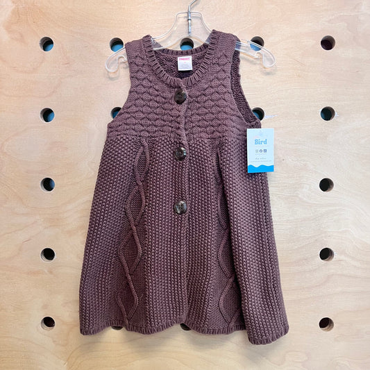 Brown Crochet Button Tank Sweater