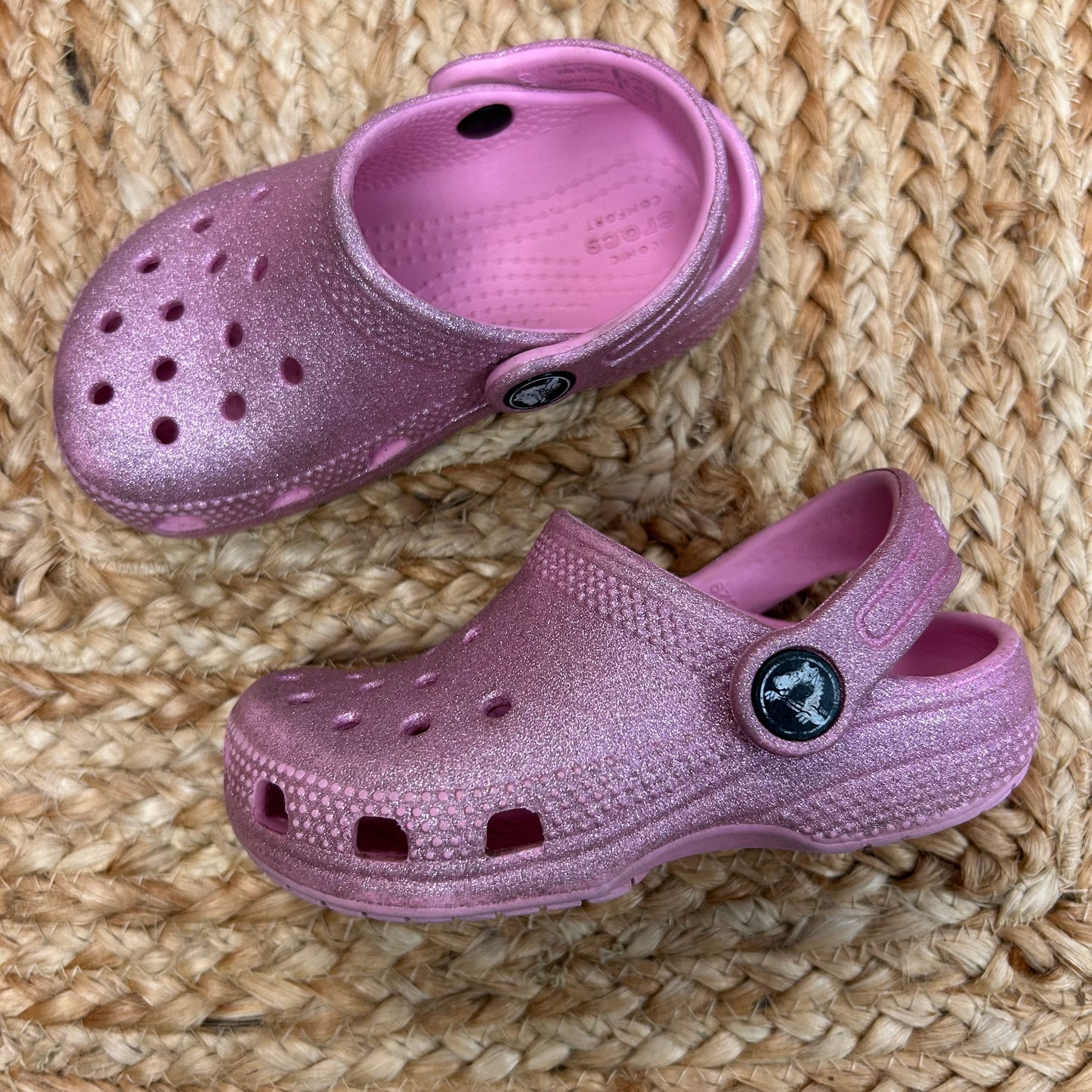 Pink Glitter Perforated Slip-On Shoes