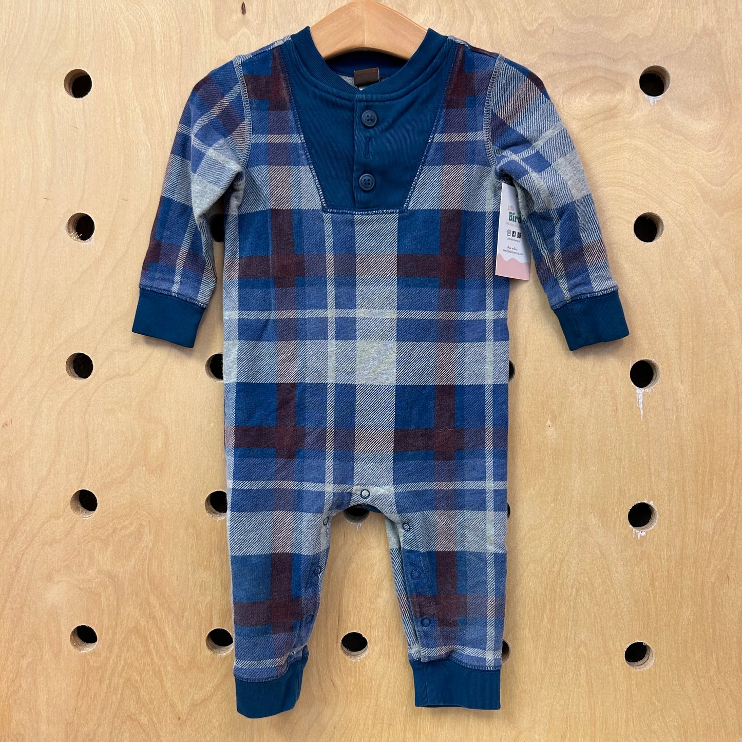 Blue & Grey Plaid Romper