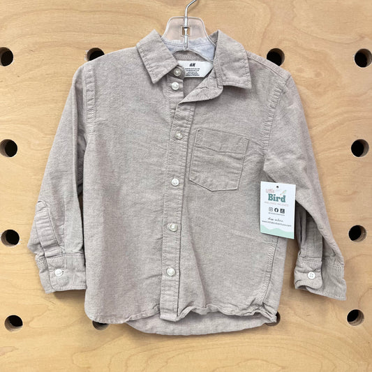 Beige Cotton Button Up