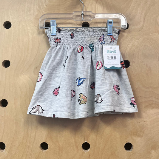Grey Smocked Waist Critters Skirt