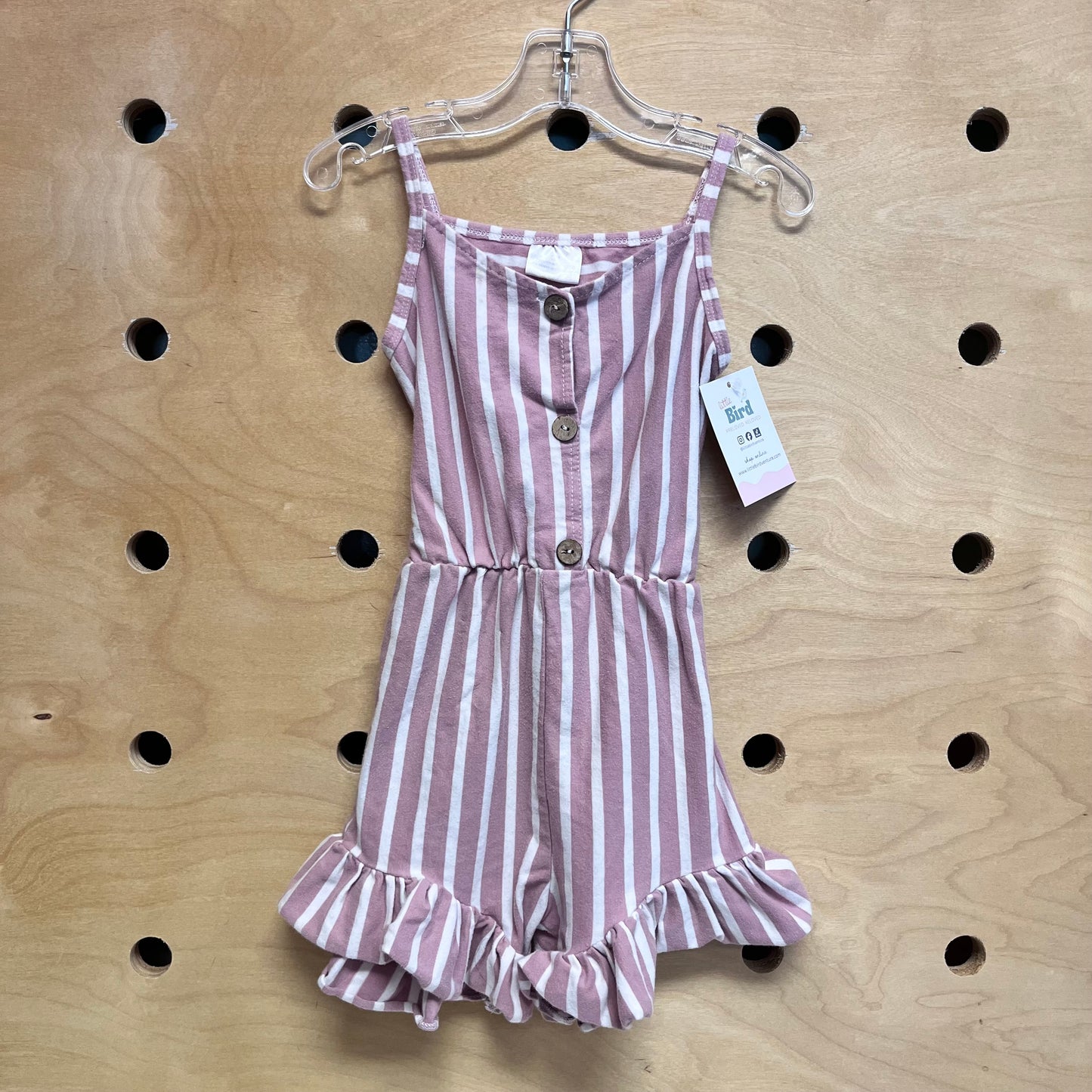Pink/White Striped Romper