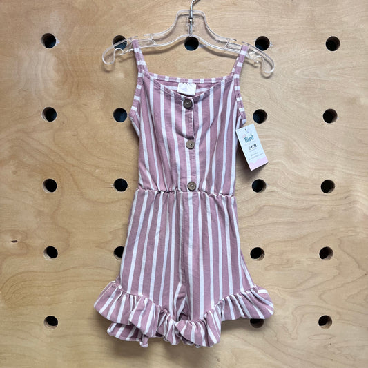 Pink/White Striped Romper