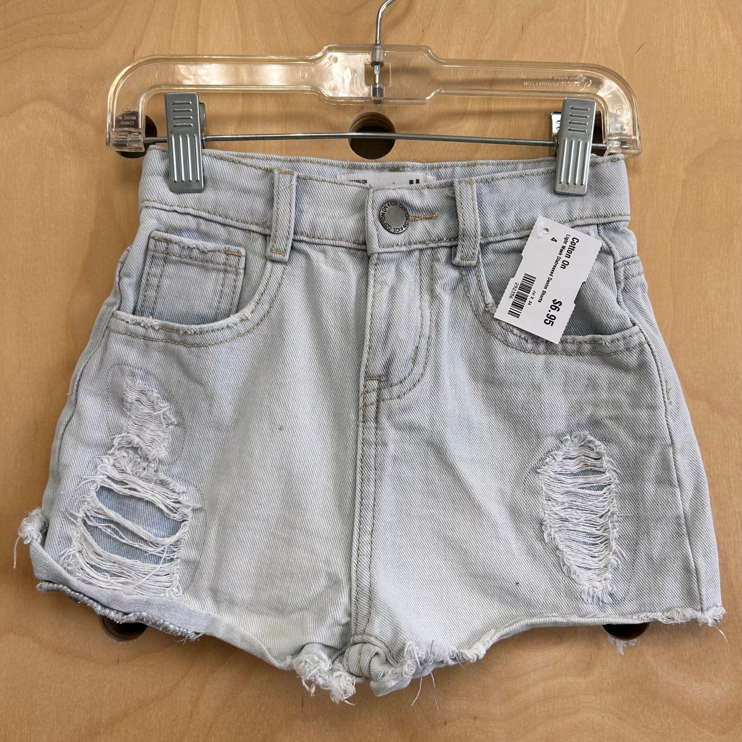 Light Wash Distressed Denim Shorts