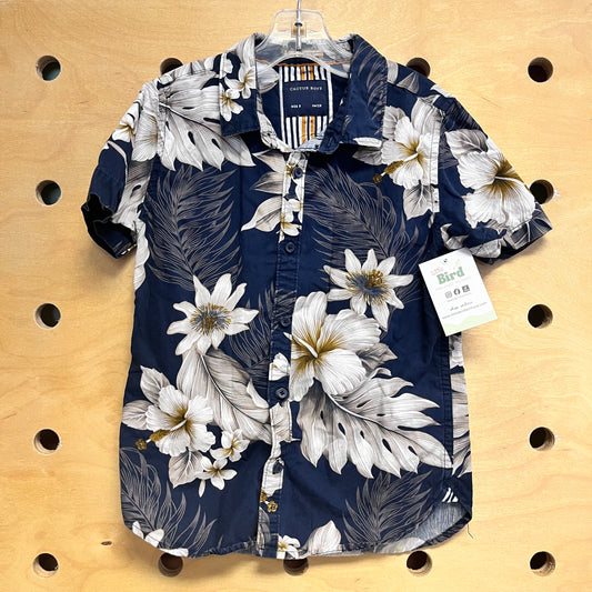 Blue/White Flower Button Up
