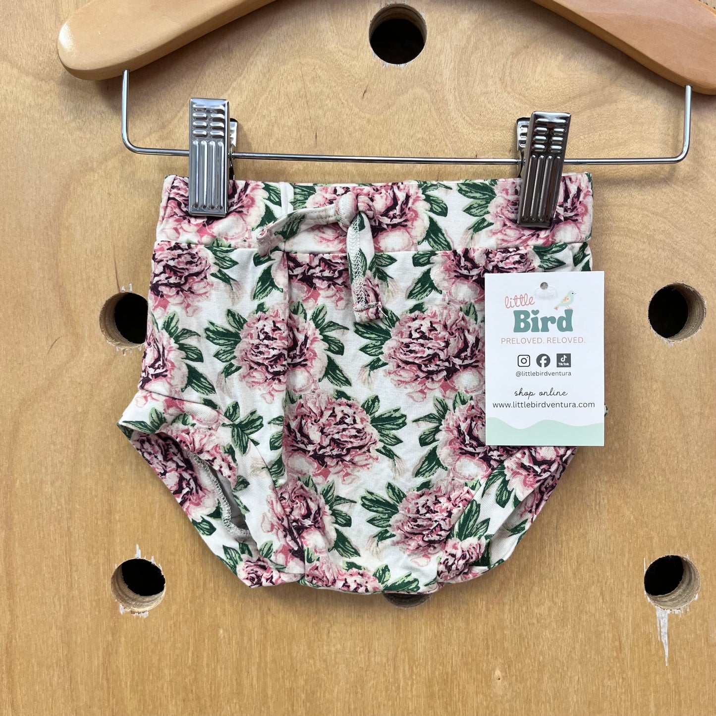 White & Pink Floral Bamboo Shorites