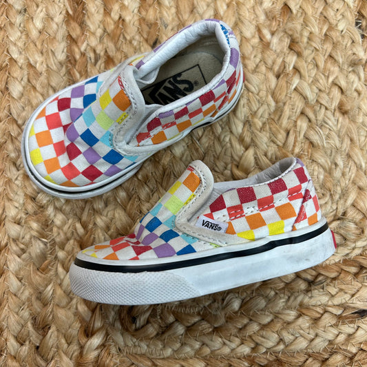 Rainbow Checkered Slip Ons