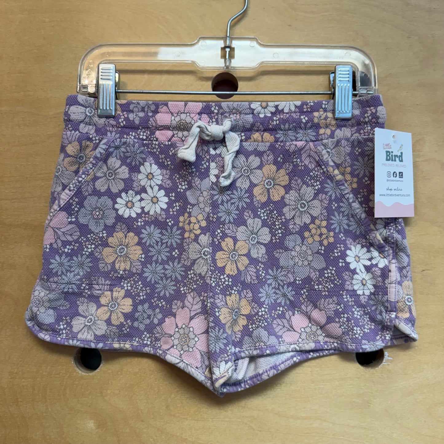 Purple Floral Drawstring Shorts