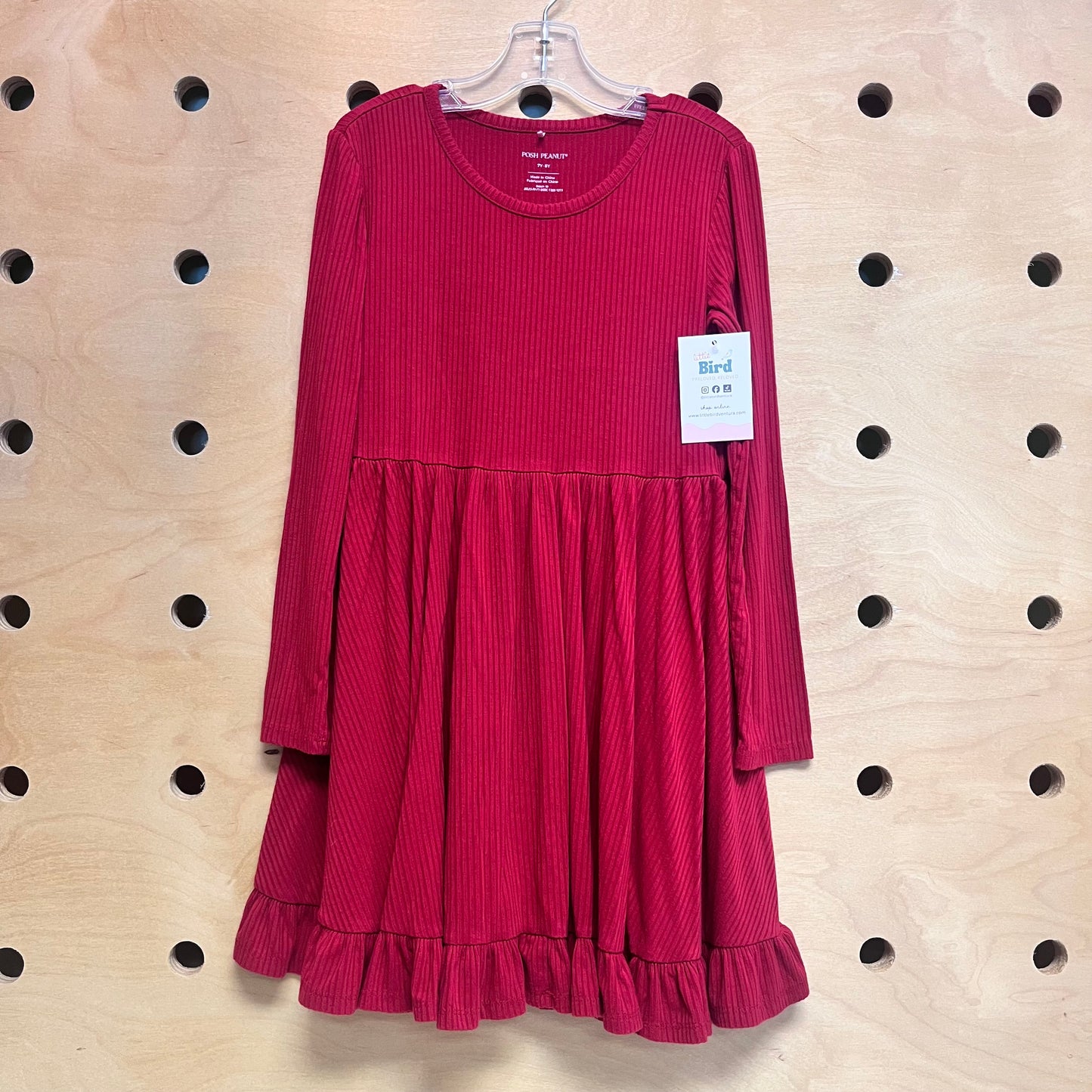 Red Ribbed Bamboo Dress