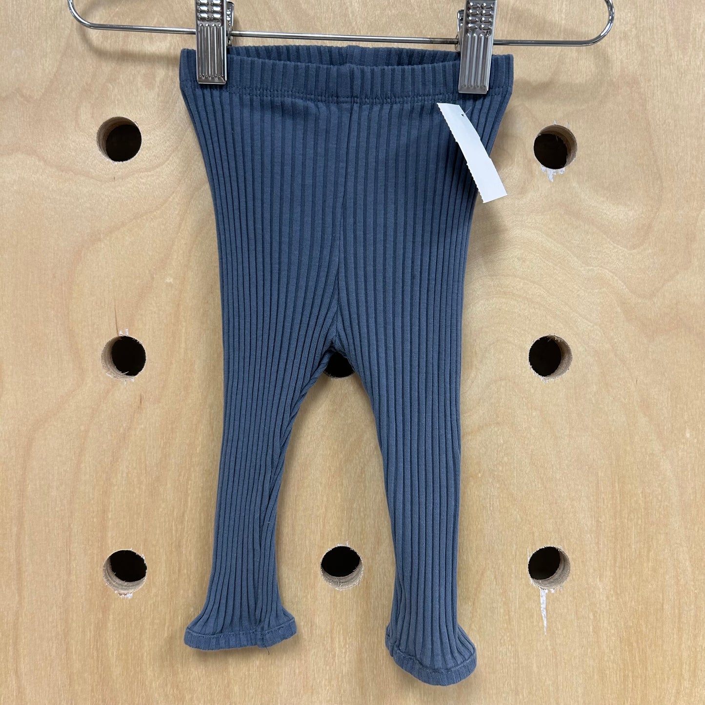 Blue Ribbed Leggings