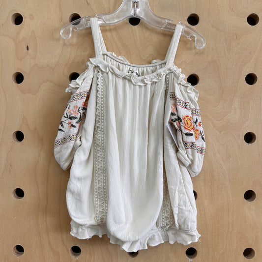 Cream Embroidered Floral CS Top