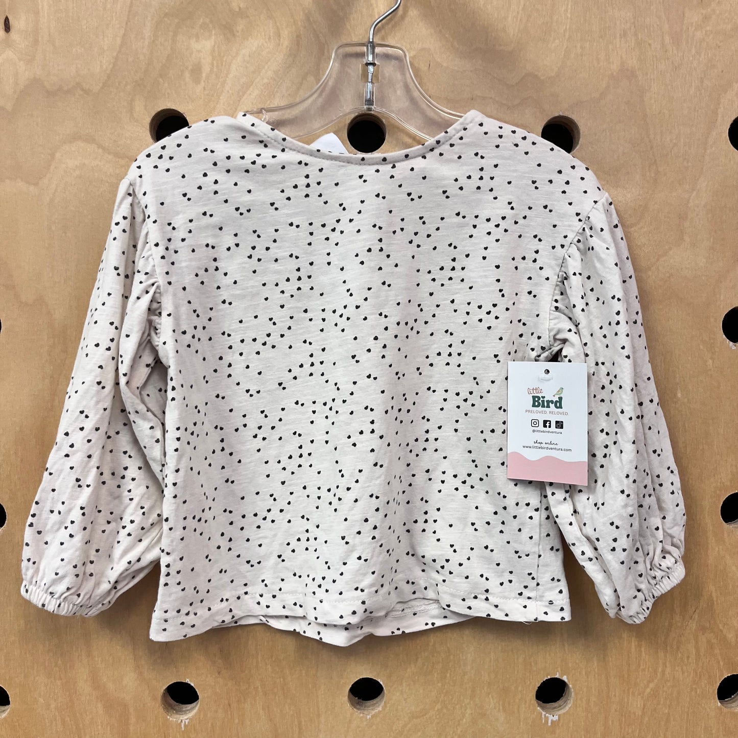 Cream + Brown Hearts Top