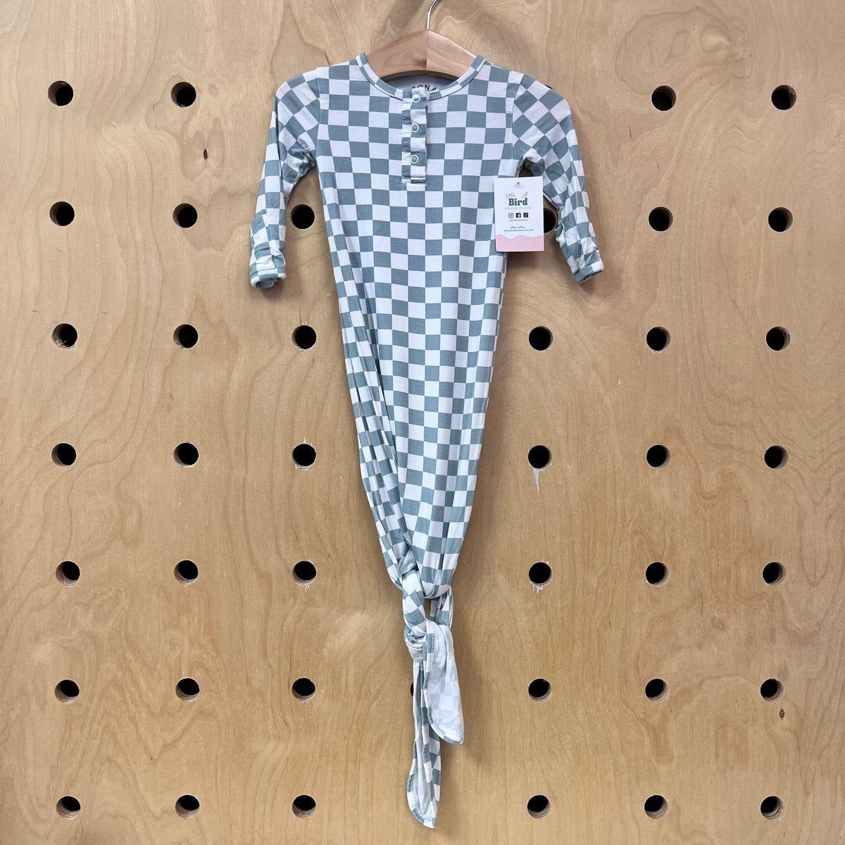 Blue + White Checkered Knotted Gown