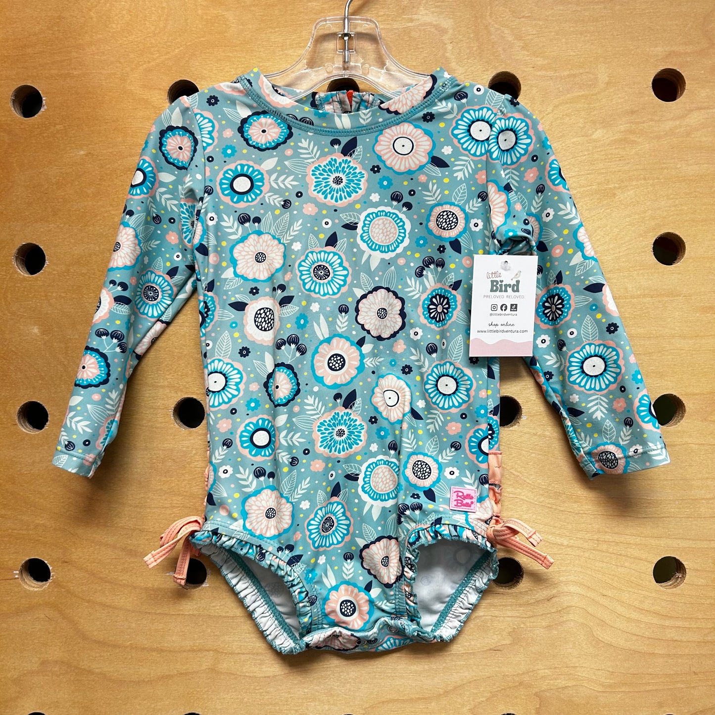 Blue/Peach Floral Swimsuit