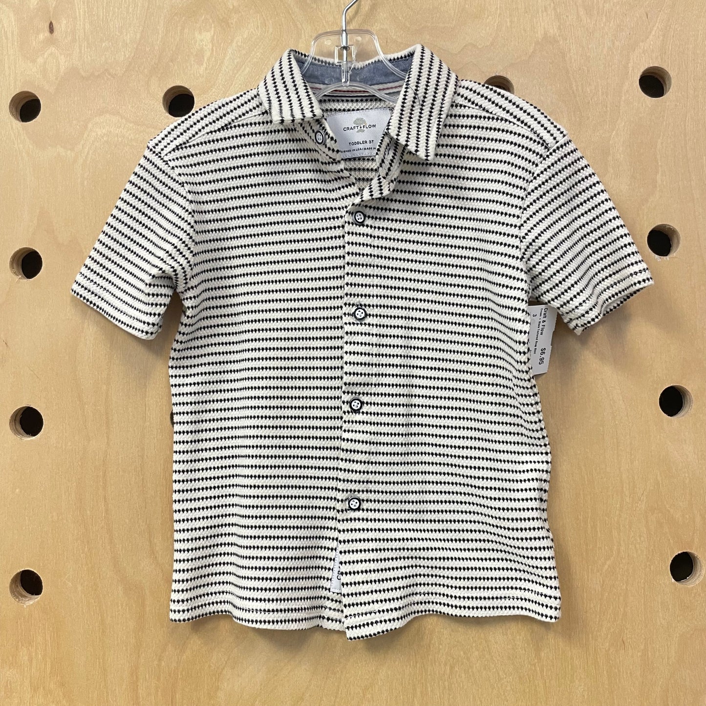 Cream + Black Textured Snap Shirt