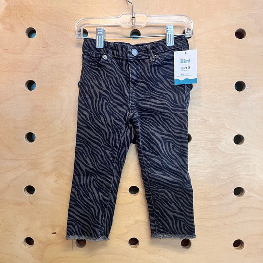 Black/Grey Zebra Print Denim Pants