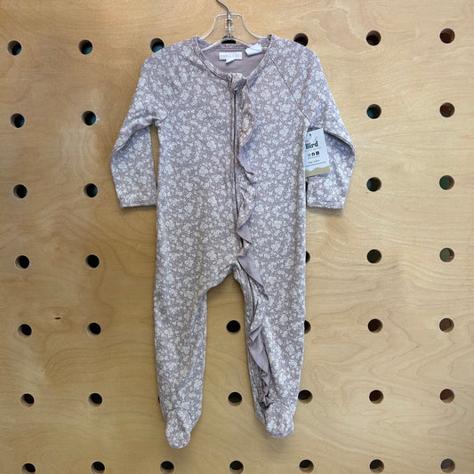 Purple/White Floral Cotton Footies