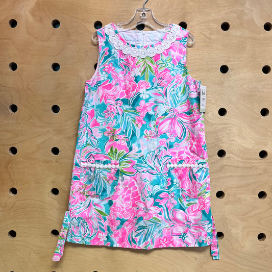 Aqua & Pink Tropical Dress