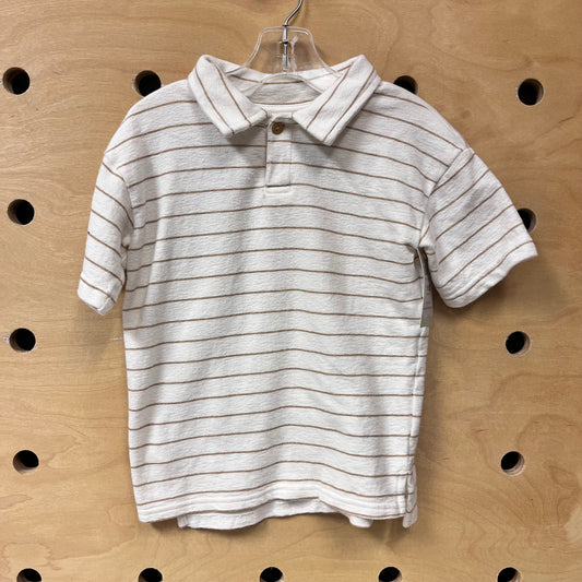 Cream & Brown Striped Polo