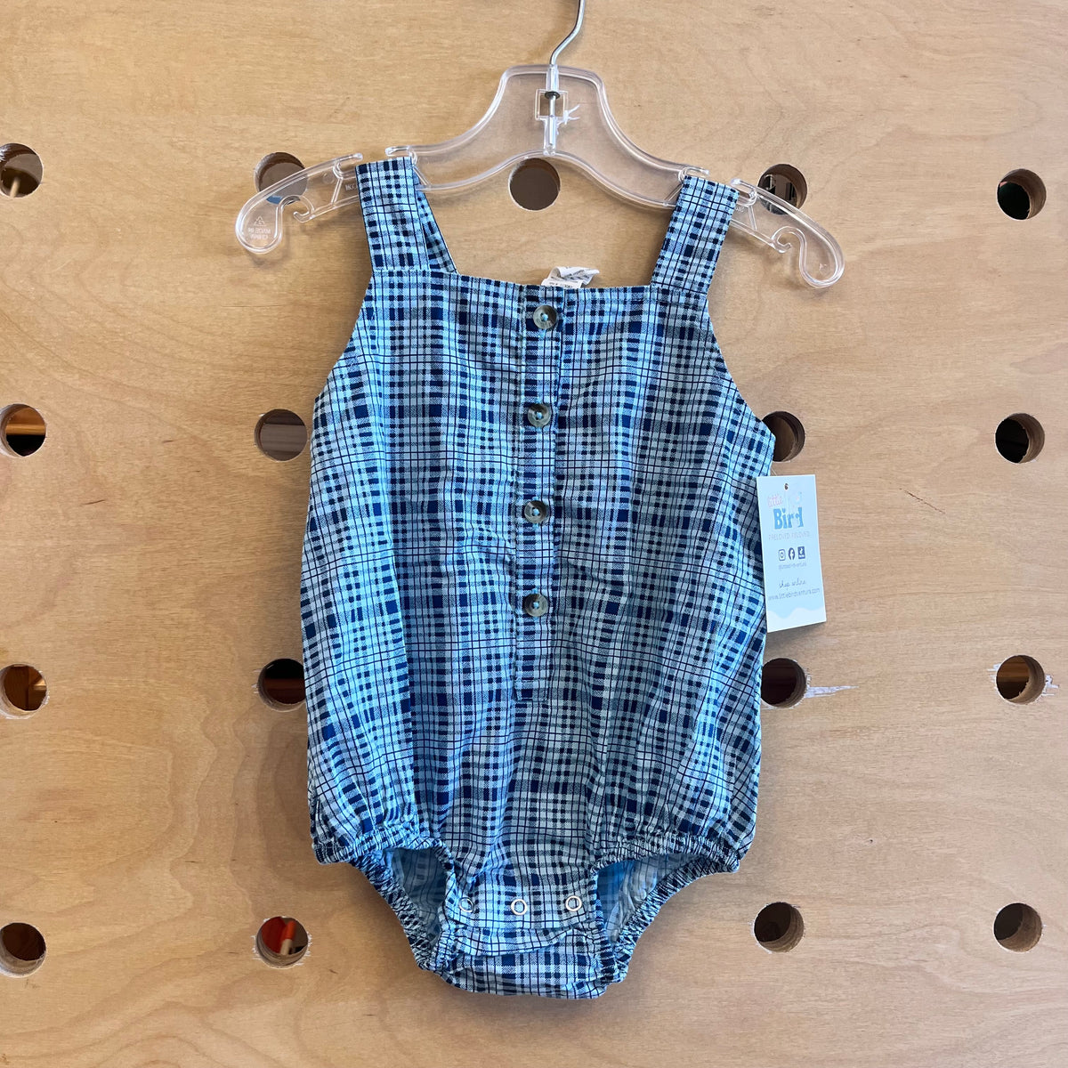 Organic Blue Plaid Romper