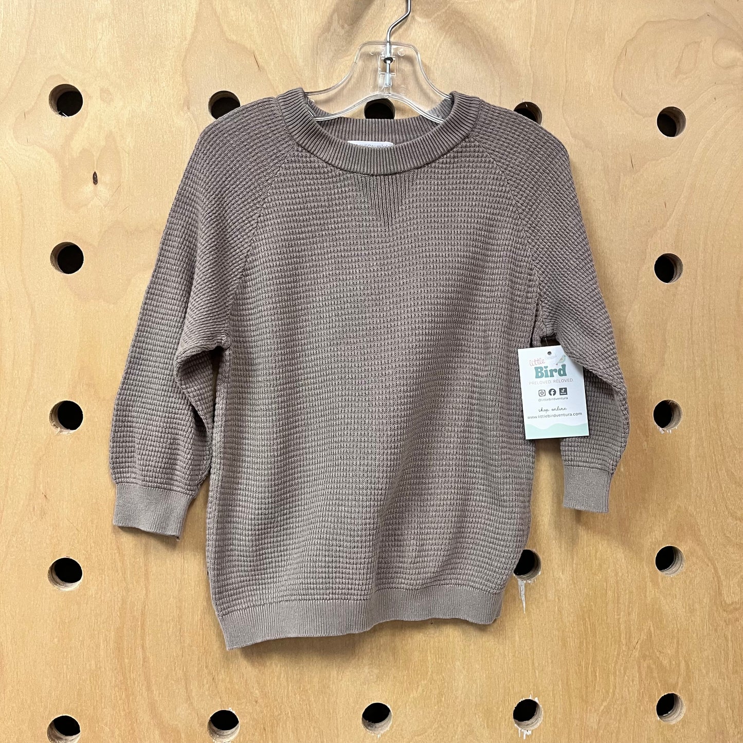 Grey Waffle Knit Cotton LS