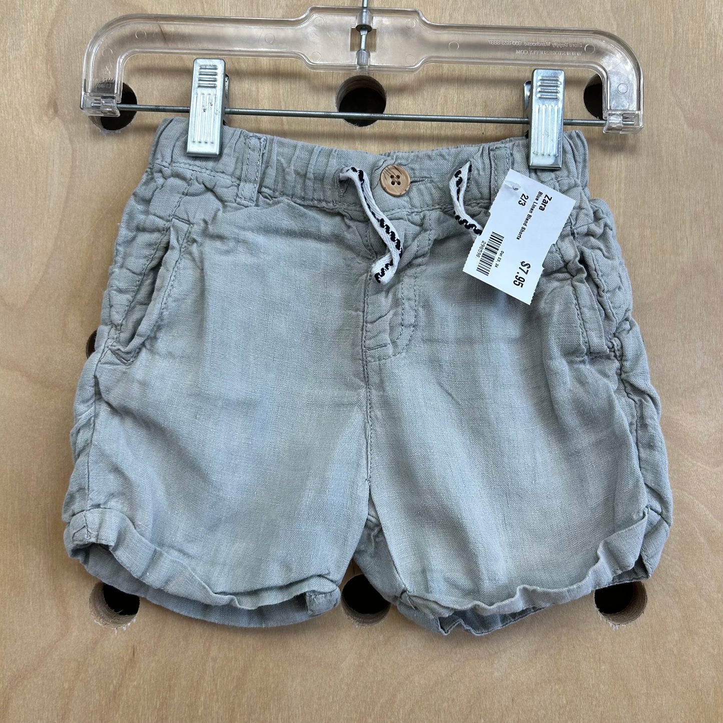 Blue Linen Blend Shorts