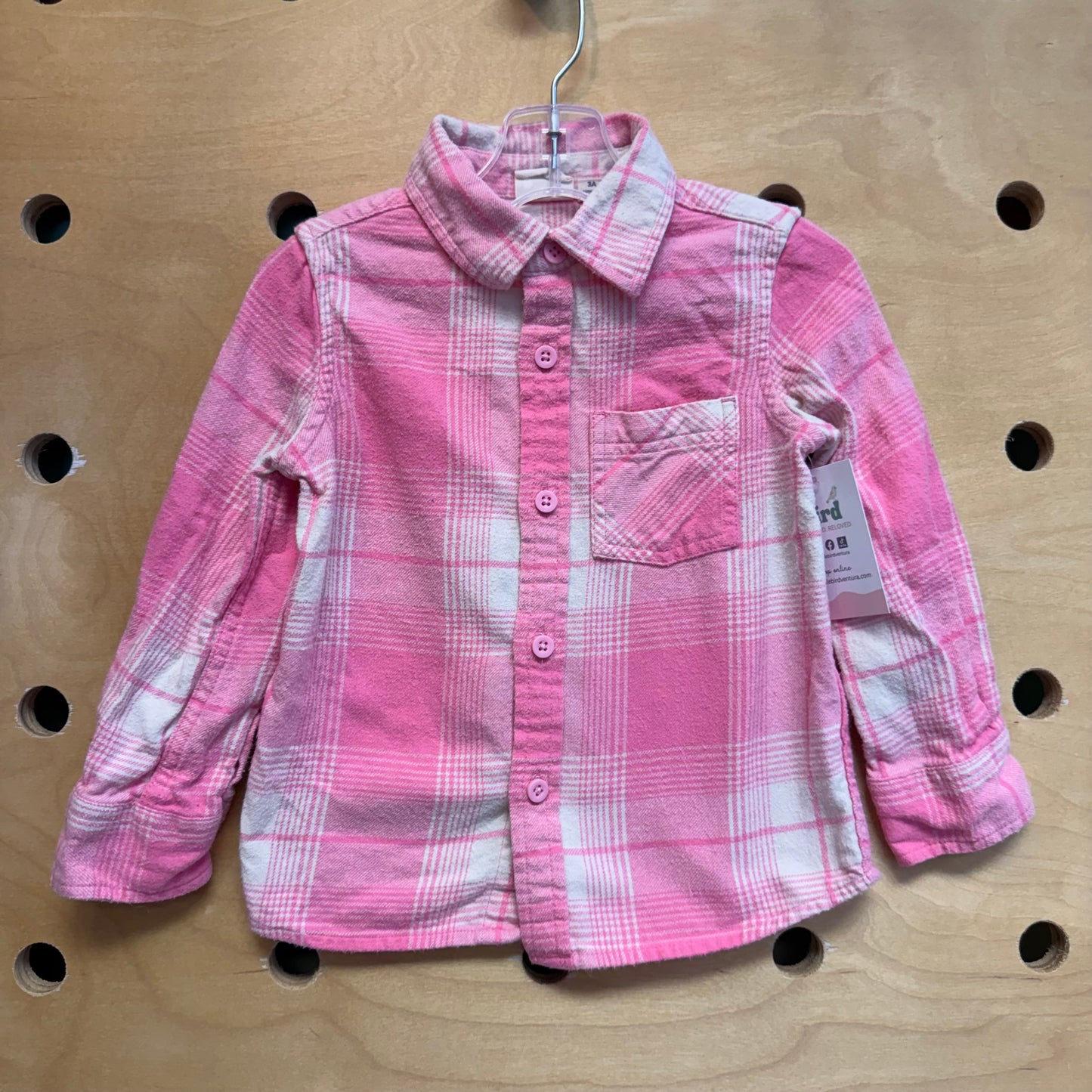 Pink/White Plaid Button Up