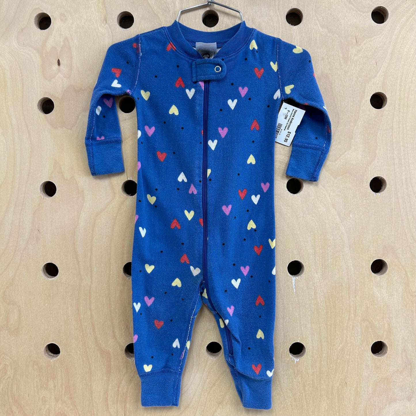 Blue Colorful Hearts Zip Pajamas