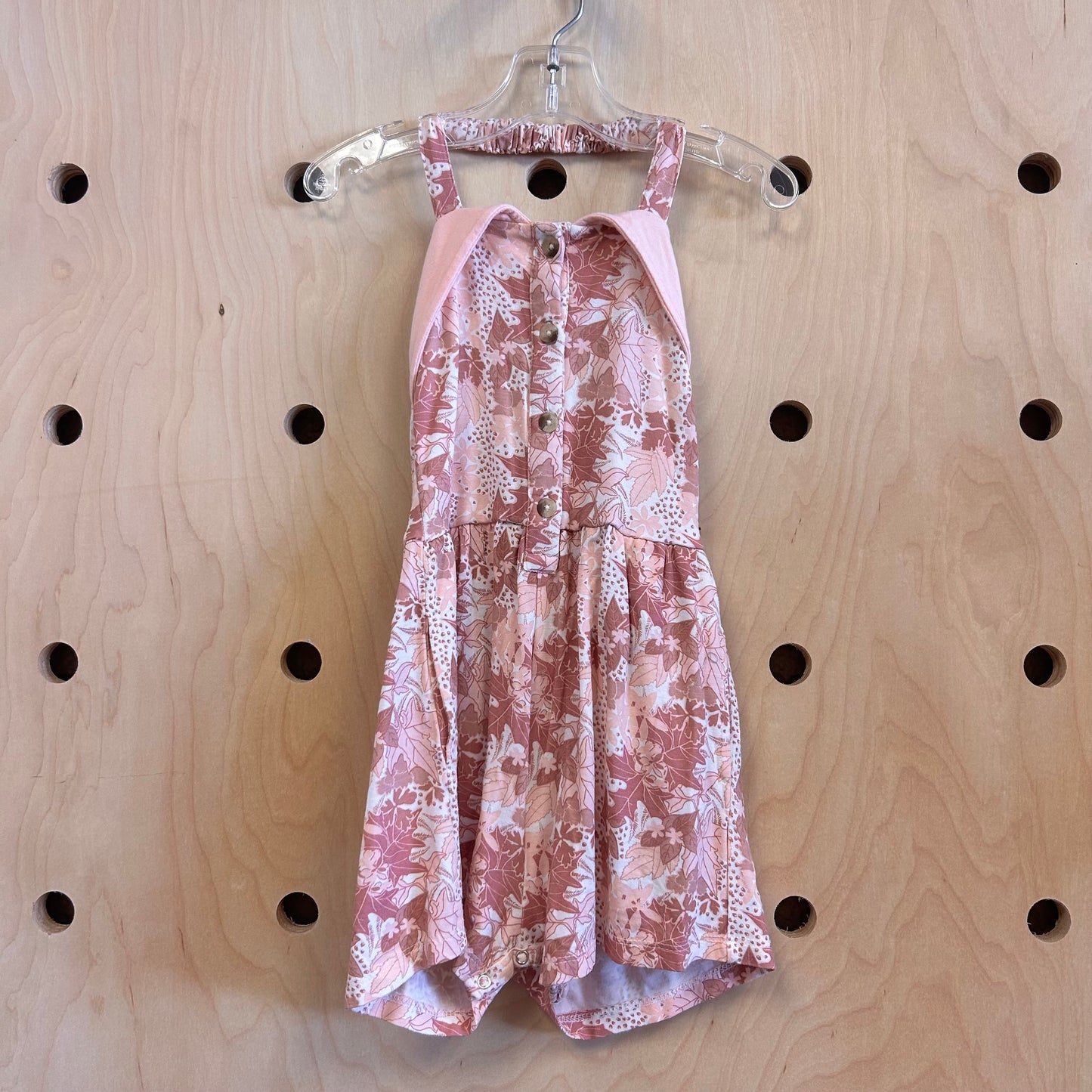 Pink Floral Bamboo Halter Romper