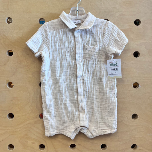 Cream Collared Snap Romper
