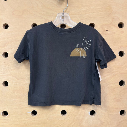 Grey Embroidered Cactus Tee